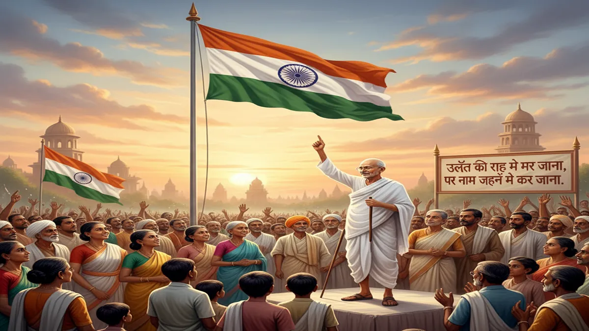 swaraj ka jhanda bharat me gadwa diya gaandhi baba ne