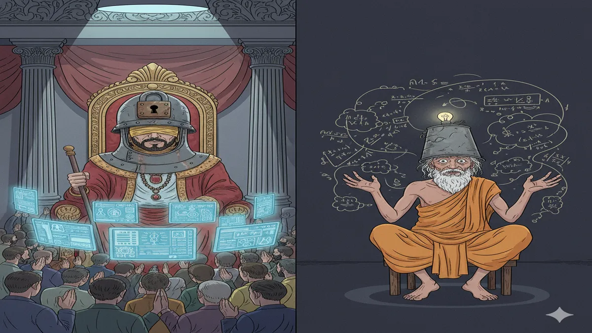 aankh par patti rahe aur aql par taala rahe